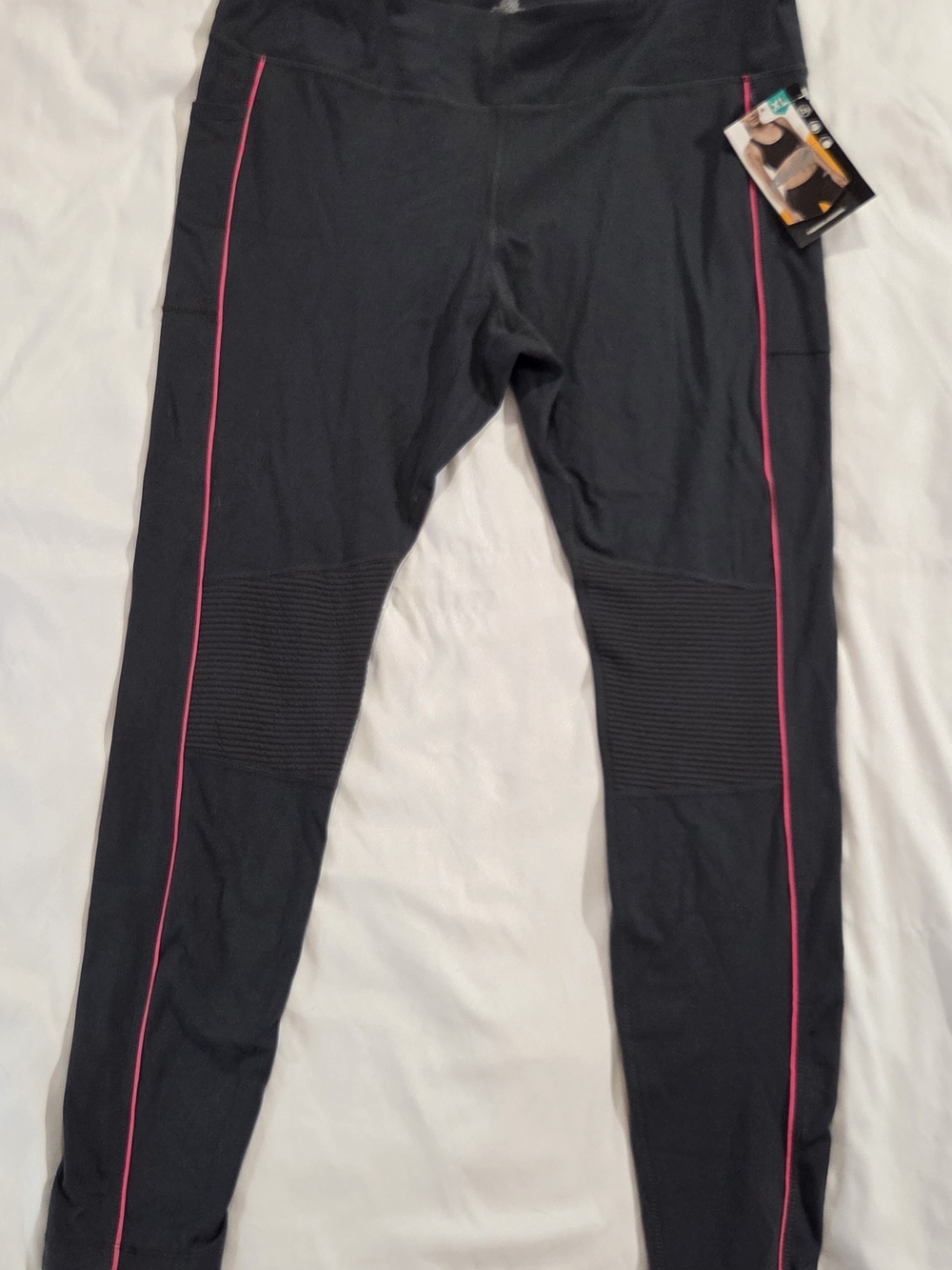 Avia Women's Black Leggings with Pink Side Piping